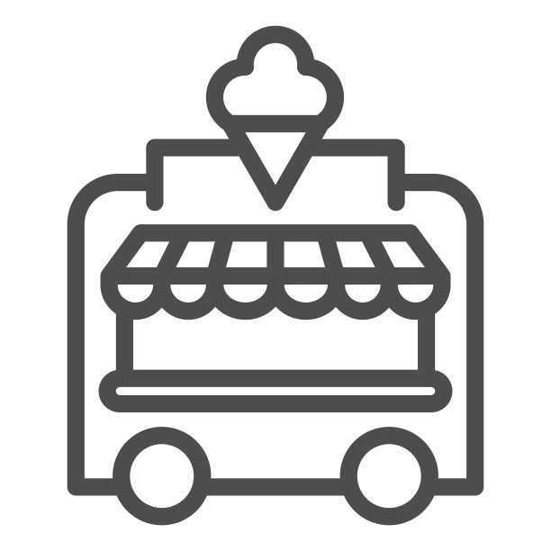 冰淇淋亭线图标游乐园概念图片下载