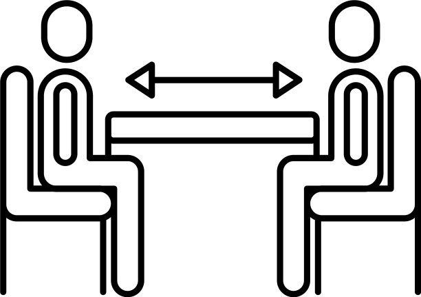 人的距离社交在餐桌上的线条风格图片下载