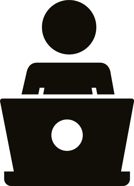 人使用笔记本电脑剪影风格图标图片下载