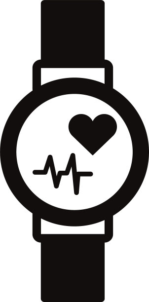智能手表与心脏病应用剪影风格图片下载