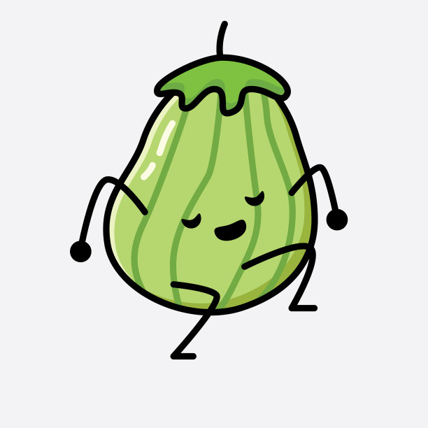 可爱的西葫芦水果吉祥物人物图片下载