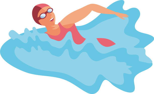 游泳女子在白色的背景图片下载