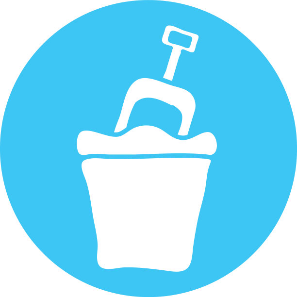 塑料铲和水桶玩具块风格图标图片下载