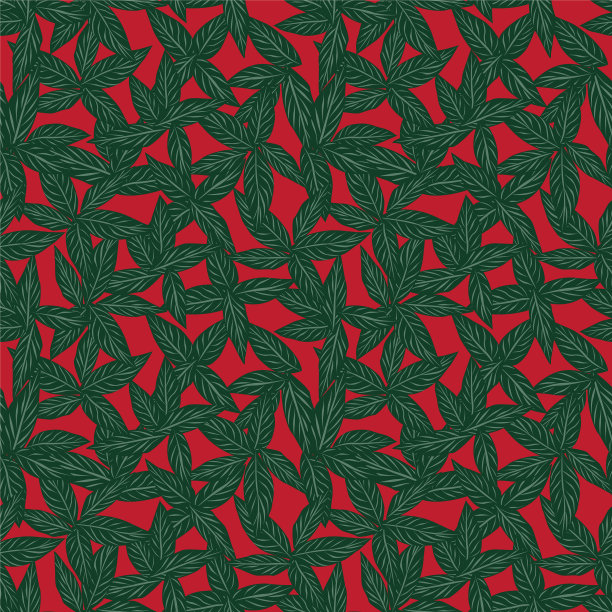 圣诞热带植物叶无缝图片下载