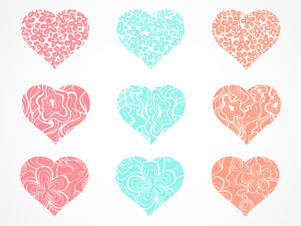 设置装饰心与花卉和抽象图片下载