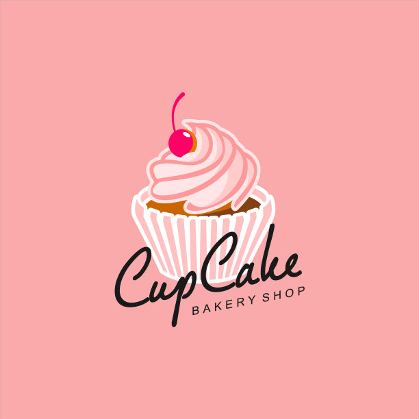 纸杯蛋糕标志现代粉色模板图片下载