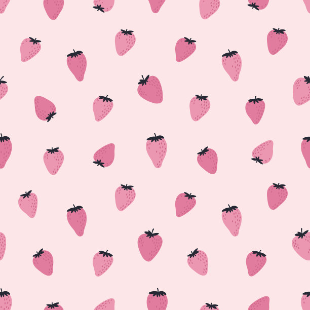 可爱的无缝图案与粉红色的草莓图片下载