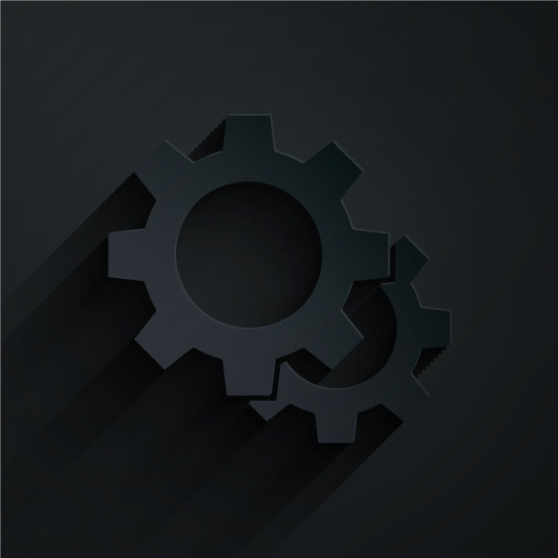 剪纸齿轮图标孤立在黑色背景图片下载