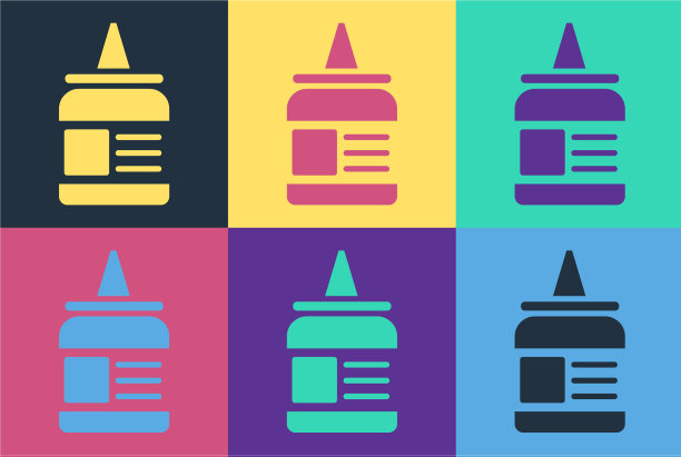 波普艺术胶水图标孤立的颜色背景图片下载