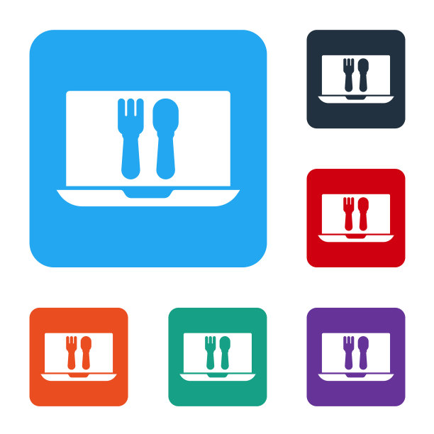 白色的在线订购和快餐外卖图标图片下载