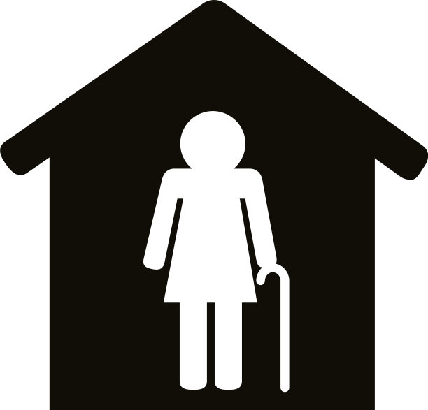 老婆婆呆在家里剪影造型偶像图片下载