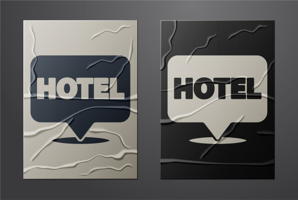 白色位置酒店图标孤立在皱图片下载