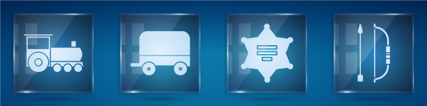 设置复古火车狂野西部覆盖马车六角形图片下载