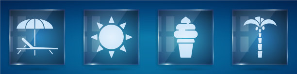 放置太阳床和伞太阳冰淇淋在华夫饼图片下载