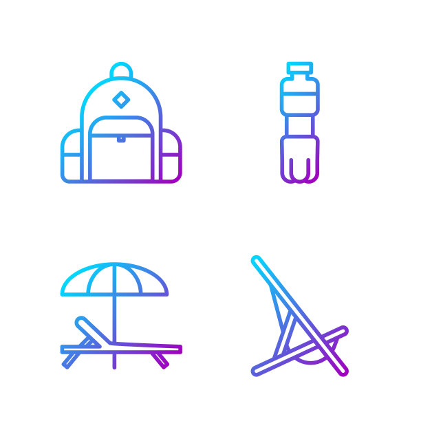 Set line太阳床太阳床和伞远足图片下载