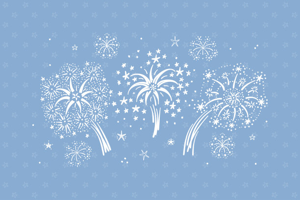 向量烟花。手绘的烟花和星星。节日卡模板图片下载