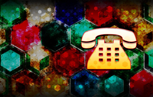 电话图标抽象三维彩色六边形等角设计插图背景图片下载