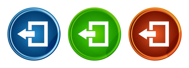 退出图标时尚圆形按钮设置玻璃设计图片下载