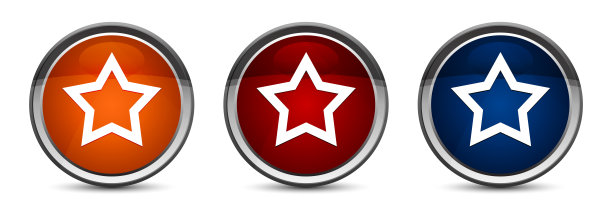 明星图标独家蓝、红、橙圆形按钮设计套装图片下载