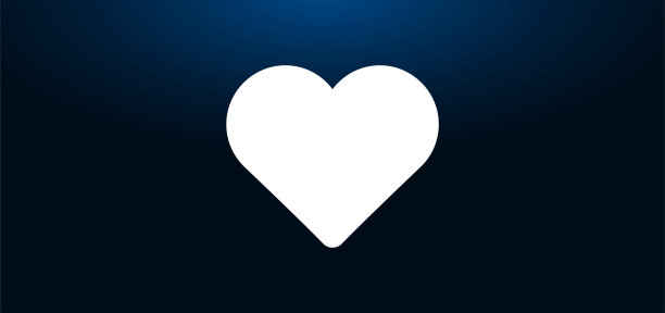 心形图标水晶蓝色横幅背景图片下载