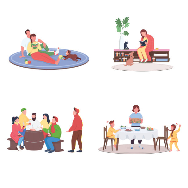 秋节人平色向量无面字集图片下载