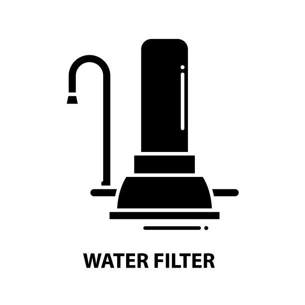 水过滤器符号图标，黑色矢量符号与可编辑的笔触，概念插图图片下载
