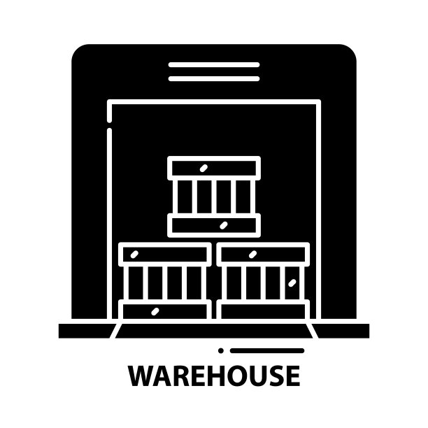 仓库符号图标，黑色矢量符号与可编辑的笔触，概念插图图片下载