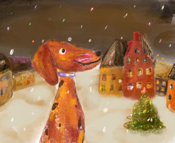 圣诞快乐和新年快乐海报可爱的狗。卡通涂鸦孤立的插图。图片下载