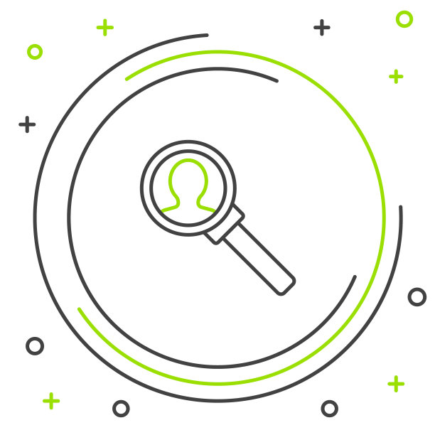 线放大镜搜索图标孤立在白色背景。招聘或选拔概念。寻找雇员和工作。色彩斑斓的轮廓的概念。向量图片下载