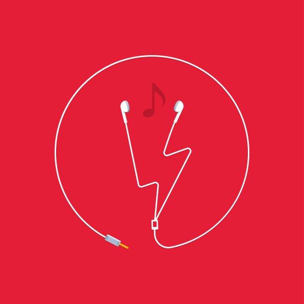 耳机被闪电击中的形状。矢量图图片下载