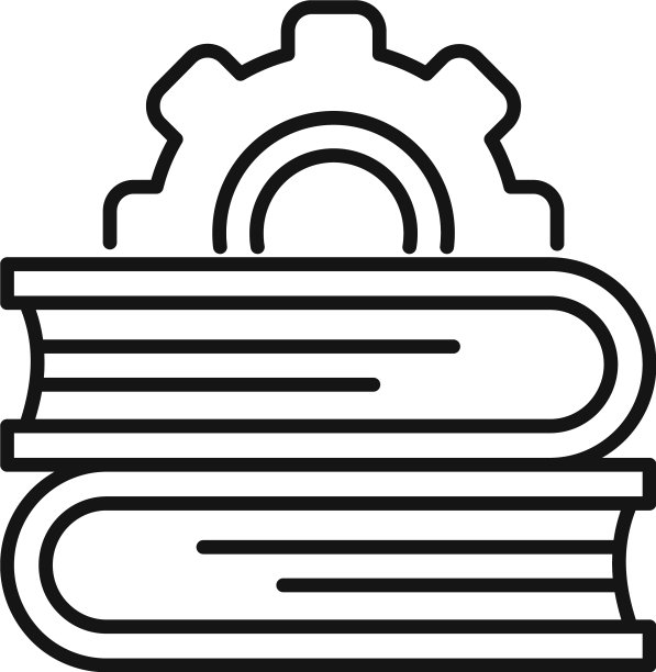 齿轮书堆栈图标轮廓风格图片下载