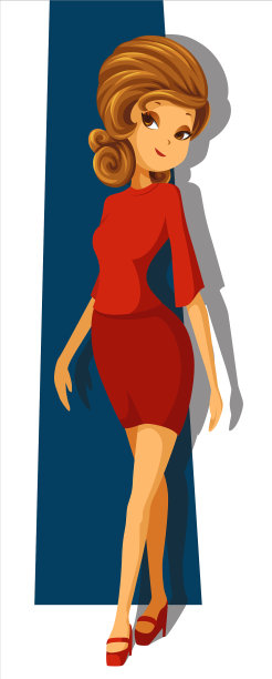 一个穿着红色衣服的模特图片下载