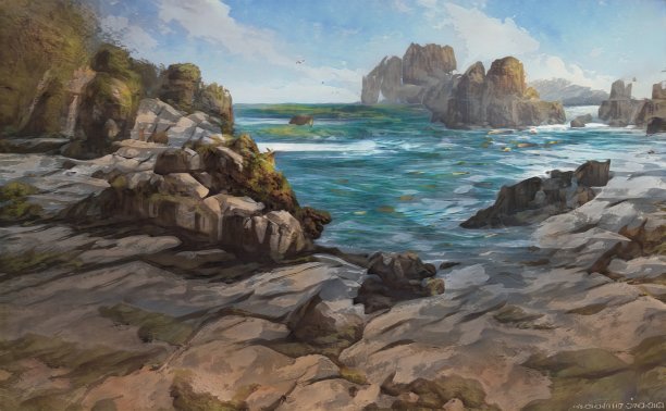 海滩景观上的石头图片下载