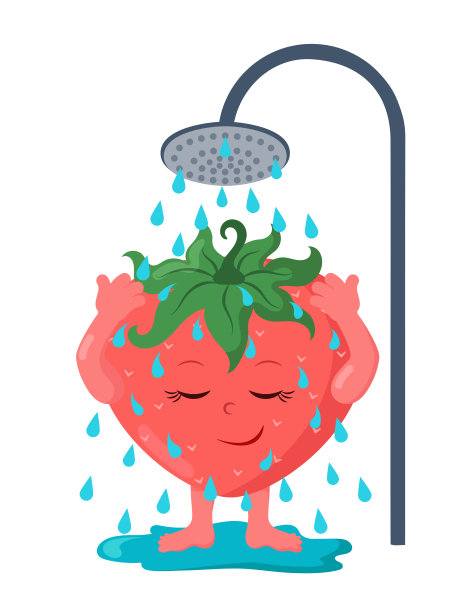 可爱可爱的草莓在洗澡时闭着眼睛图片下载