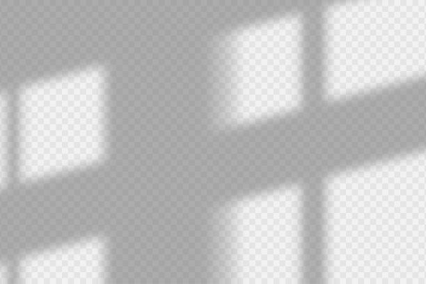 阴影覆盖的效果。透明的叠加阴影从窗户和jalouse。真实柔和的光影效果的阴影和自然闪电透明的背景。图片下载