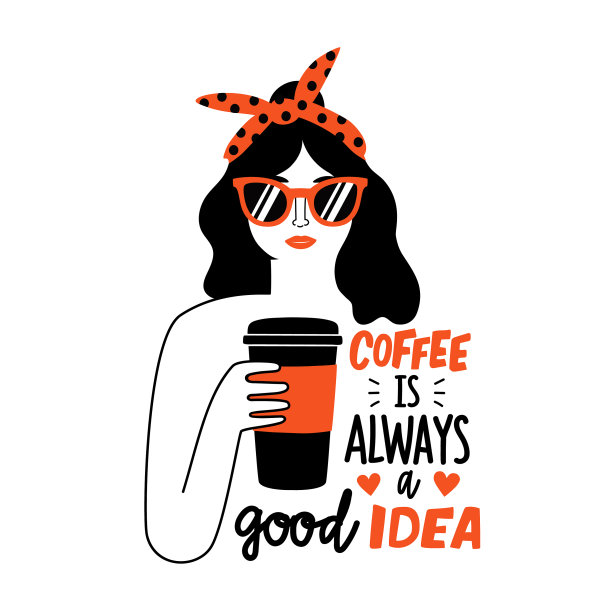 戴着红色太阳镜，头带咖啡的女人图片下载