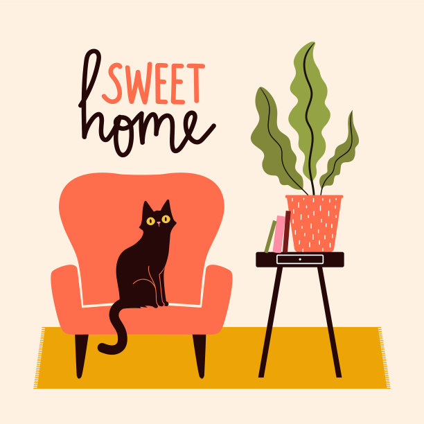 与家养黑猫植物书籍和图片下载