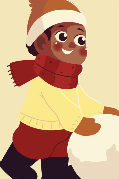 人物男孩在冬天戴着帽子和大雪球图片下载