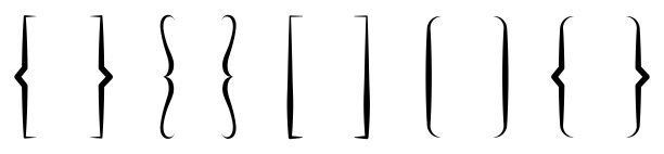 托架图标集合。黑色支架。文本括号设计的集合。图标复古的排版符号。矢量图图片下载