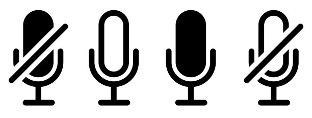 麦克风矢量图标设置。麦克风图标设计集合。麦克风扬声器线艺术图标的应用程序和网站的标志在一个白色的背景。网页图标或标志网页和手机图标。图片下载
