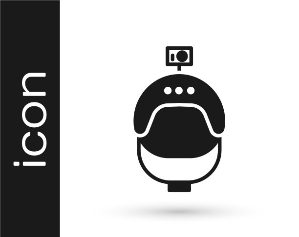灰色头盔和行动摄像头图标隔离图片下载
