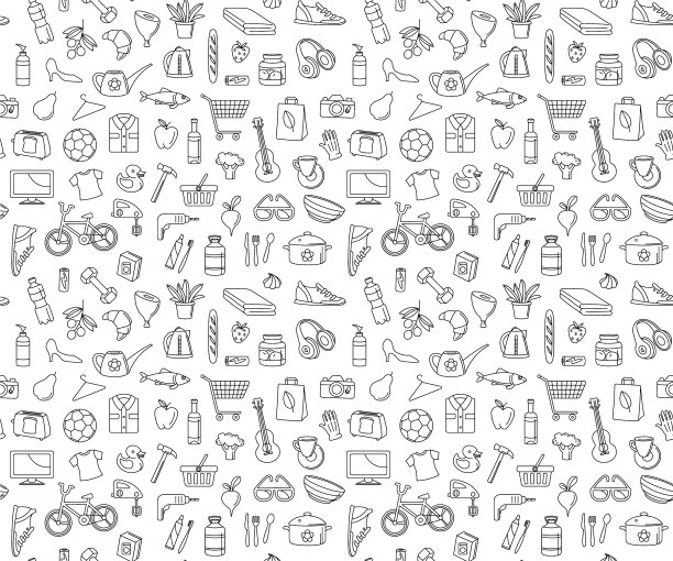 超级市场商店，食品，电器，衣服，玩具图片下载