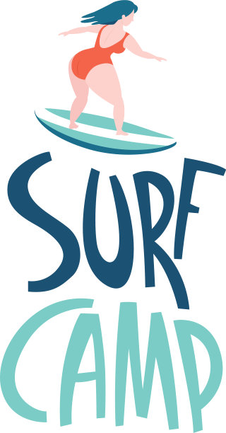 在海洋冲浪营的冲浪女孩图片下载