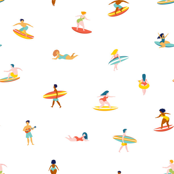 冲浪男，冲浪女，冲浪板，海浪，大海图片下载