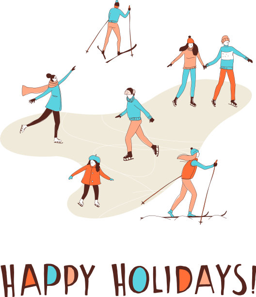 冬季体育活动圣诞贺卡图片下载