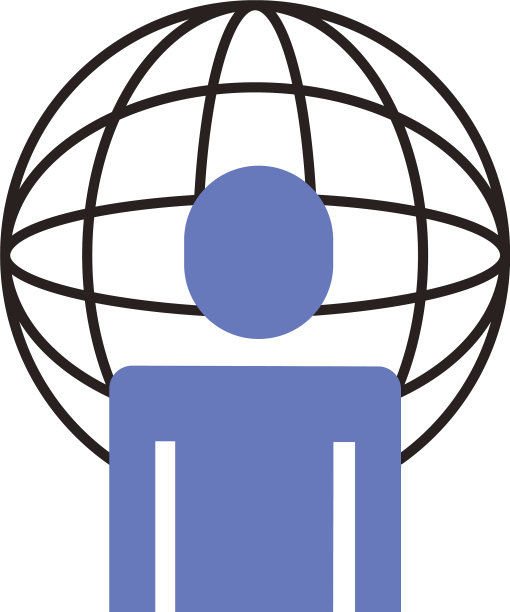 商人形象与球体浏览器扁平化风格图片下载