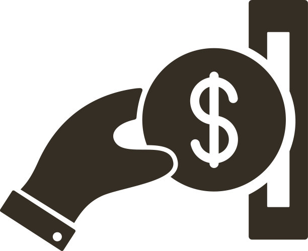 手插入硬币剪影风格图标图片下载