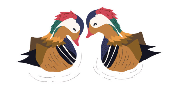 手绘一对鸳鸯图片下载