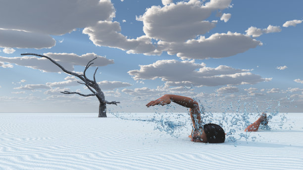 沙漠的游泳运动员图片下载