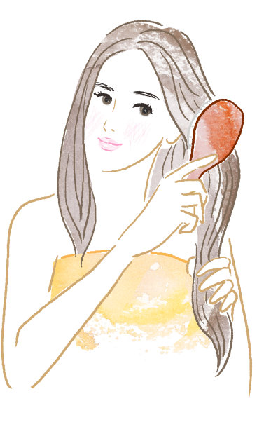 一个女人做头发护理的插图图片下载